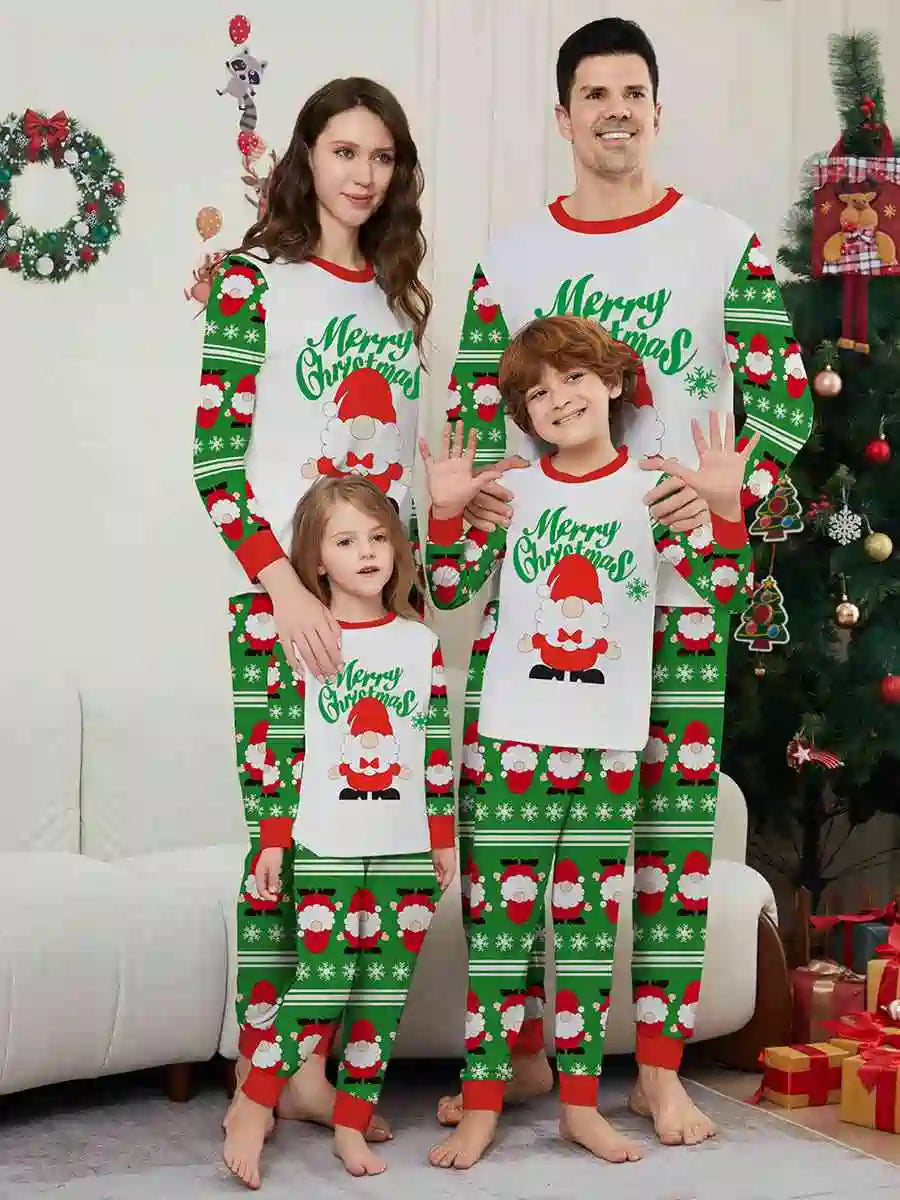 Holiday Santa Claus Christmas Matching Family Pajamas Snowman Pjs Set Sleepwear #242306