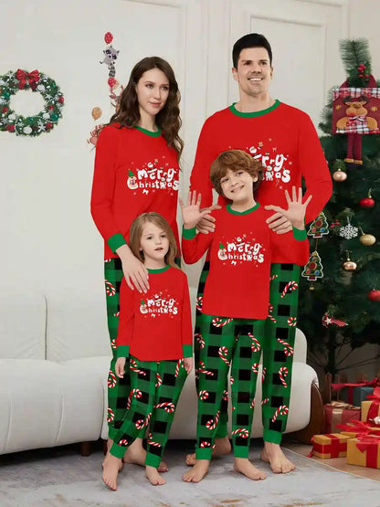 Printed Christmas Matching Family Pajamas Pjs Set Sleepwear #24571