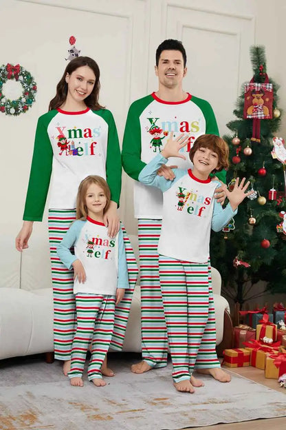 Printed Christmas Matching Family Pajamas Pjs Set #24597