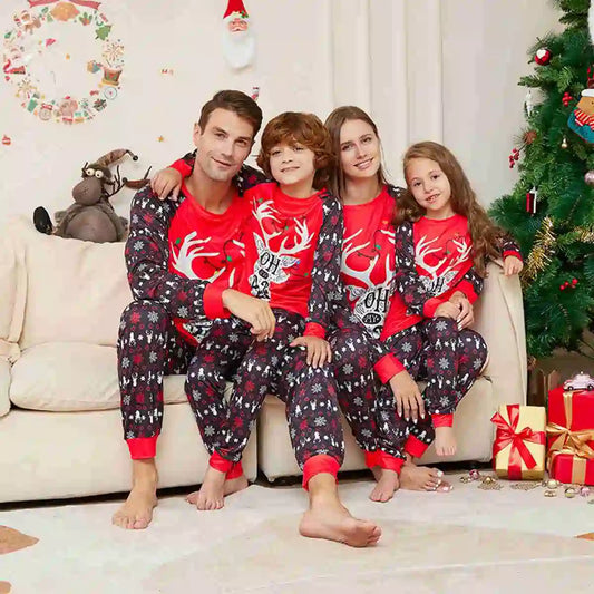 Printed Christmas Matching Family Pajamas Pjs Set #24325