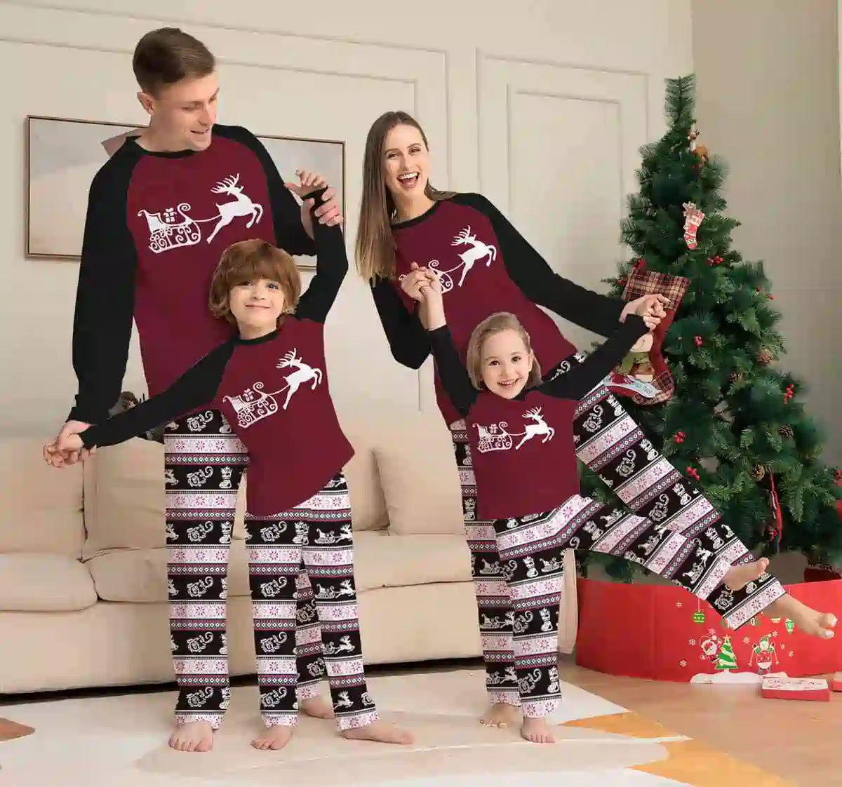 Christmas Matching Family Pajamas Pjs Set #24095