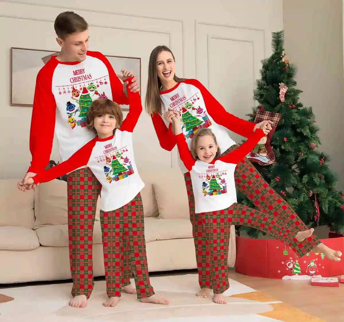 Printed Christmas Matching Family Pajamas Pjs Set Sleepwear #24051