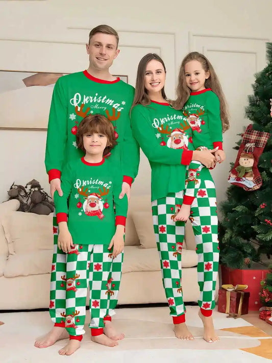 Reindeer Christmas Matching Family Pajamas Holiday Pjs Set Sleepwear #24811