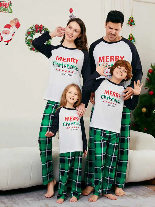 Printed Christmas Matching Family Pajamas Pjs Set #24531