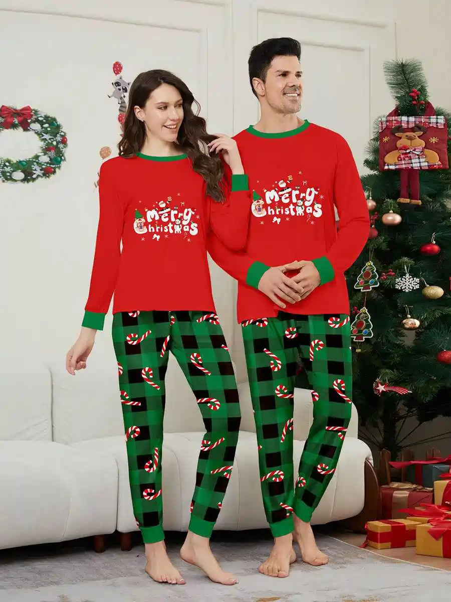 Printed Christmas Matching Family Pajamas Pjs Set Sleepwear #24571