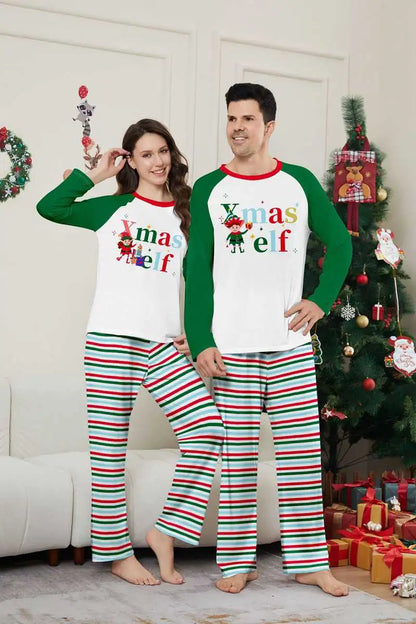 Printed Christmas Matching Family Pajamas Pjs Set #24597