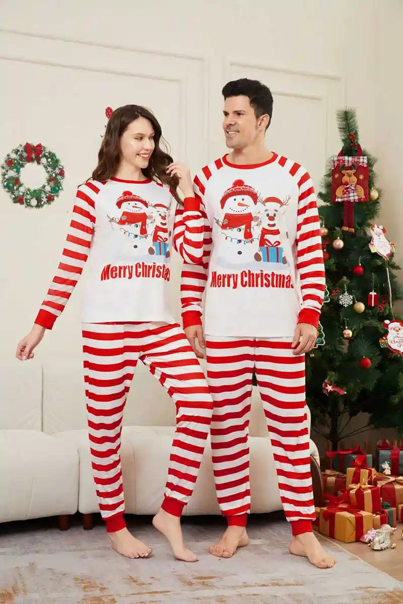 Snowman Christmas Matching Family Pajamas Pjs Set Sleepwear #241107