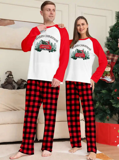 Printed Car Christmas Matching Family Pajamas Pjs Set Sleepwear #24822