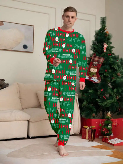 Printed Christmas Matching Family Pajamas Pjs Set #24881