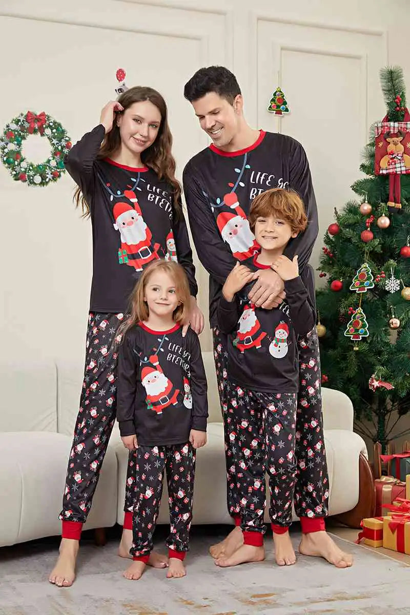 Santa Snowman Christmas Matching Family Pajamas Pjs Set #24501