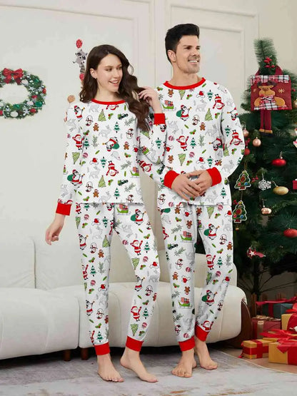 Printed Christmas Matching Family Pajamas Pjs Set #24596