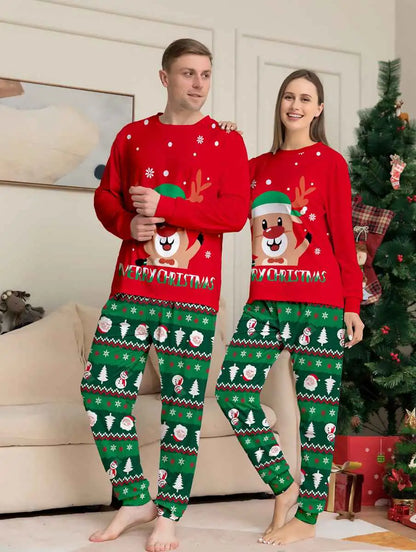 Cute Reindeer Family Matching Christmas Pajamas Sets