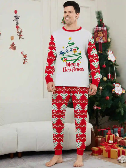 Printed Christmas Holiday Matching Family Pajamas Pjs Set Sleepwear #242302