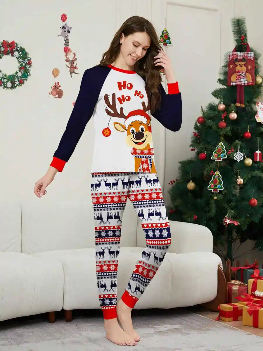 Cute Reindeer Christmas Matching Family Pajamas Pjs Set Sleepwear #242318