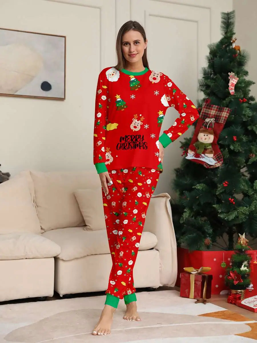 Printed Christmas Matching Family Pajamas Pjs Set #24083