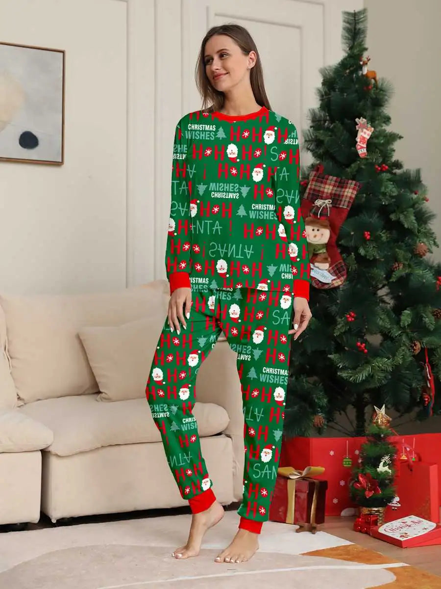 Printed Christmas Matching Family Pajamas Pjs Set #24881