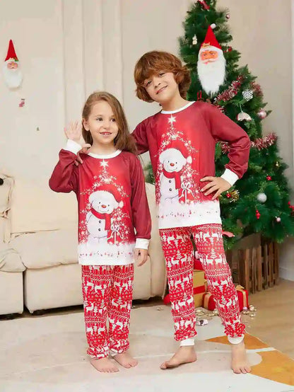 Snowman Christmas Matching Family Pajamas Pjs Set Sleepwear #24308