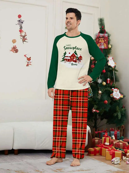 Printed Christmas Matching Family Pajamas Pjs Set #24581