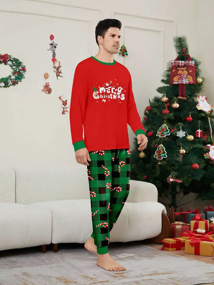 Printed Christmas Matching Family Pajamas Pjs Set Sleepwear #24571