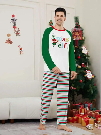 Printed Christmas Matching Family Pajamas Pjs Set #24597