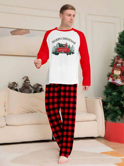 Printed Car Christmas Matching Family Pajamas Pjs Set Sleepwear #24822