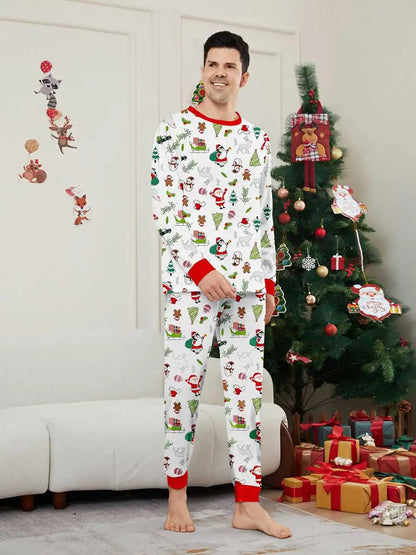 Printed Christmas Matching Family Pajamas Pjs Set #24596