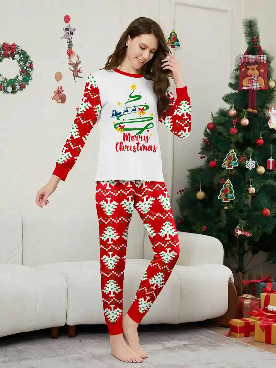 Printed Christmas Holiday Matching Family Pajamas Pjs Set Sleepwear #242302