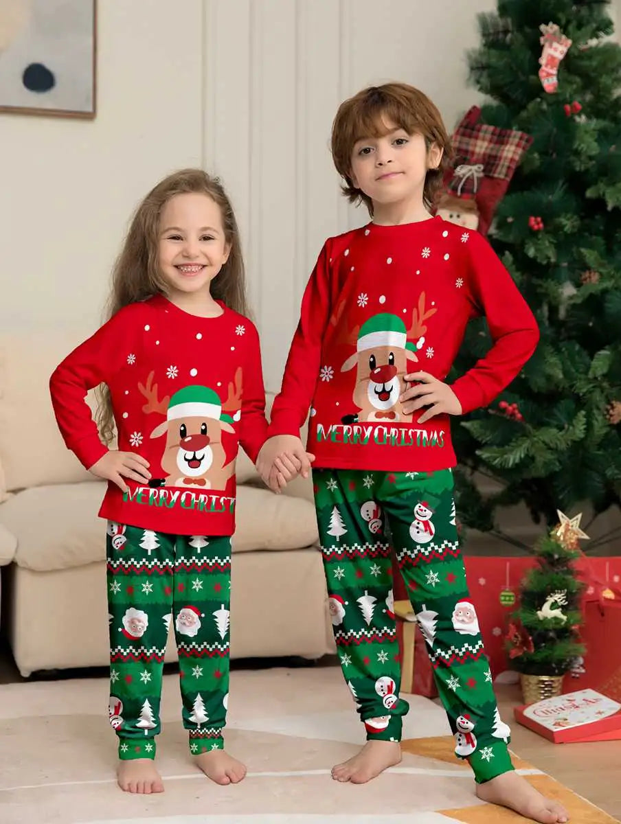 Cute Reindeer Family Matching Christmas Pajamas Sets