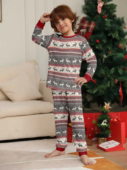 Reindeer Printed Christmas Matching Family Pajamas Pjs Set Sleepwear #24882