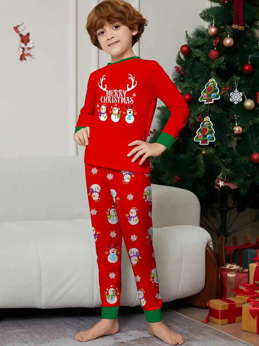 Snowman Christmas Matching Family Pajamas Pjs Set Sleepwear #242329