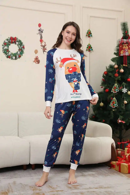 Cute Reindeer Christmas Matching Family Pajamas Holiday Pjs Set Sleepwear #241113