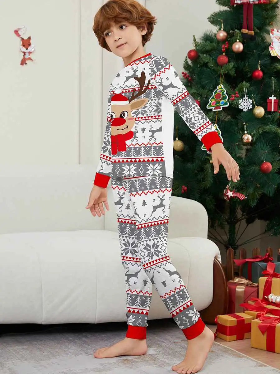 Cute Reindeer Christmas Matching Family Pajamas Pjs Set #241133