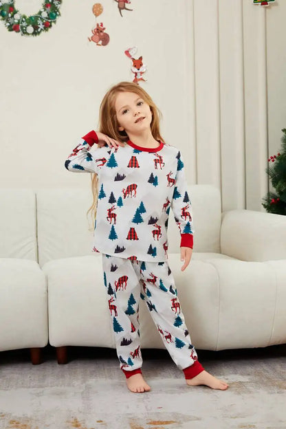 Reindeer Printed Christmas Matching Family Pajamas Pjs Set #24516