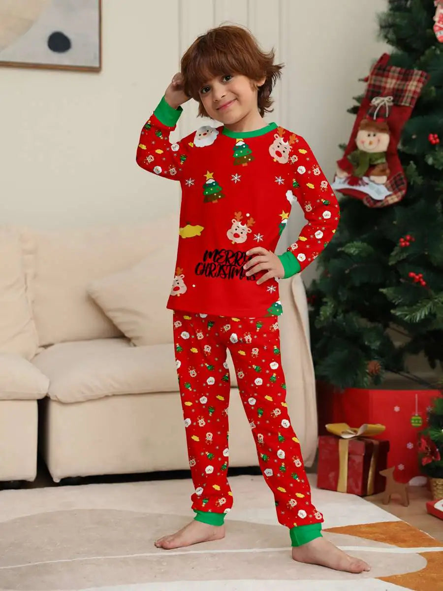 Printed Christmas Matching Family Pajamas Pjs Set #24083