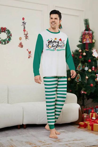 Stripe Printed Christmas Matching Family Pajamas Pjs Set