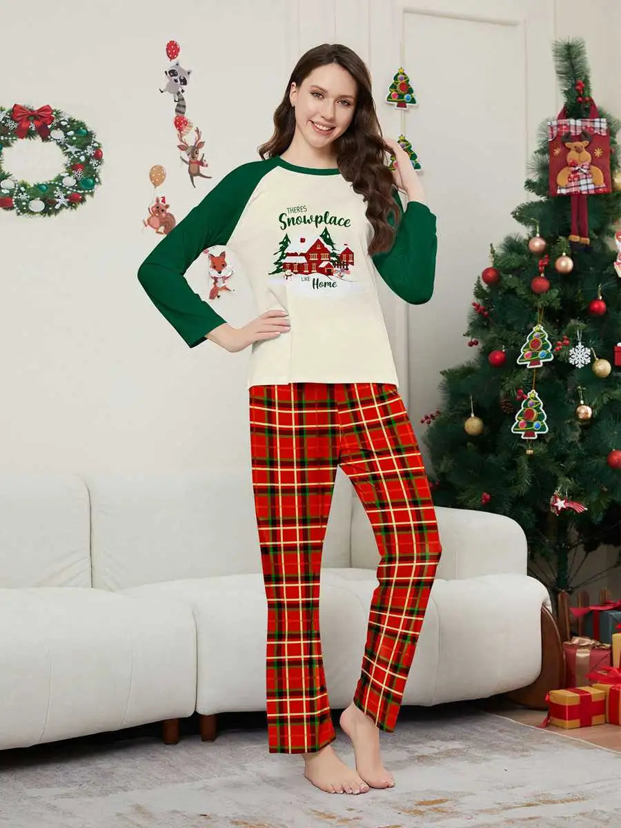 Printed Christmas Matching Family Pajamas Pjs Set #24581