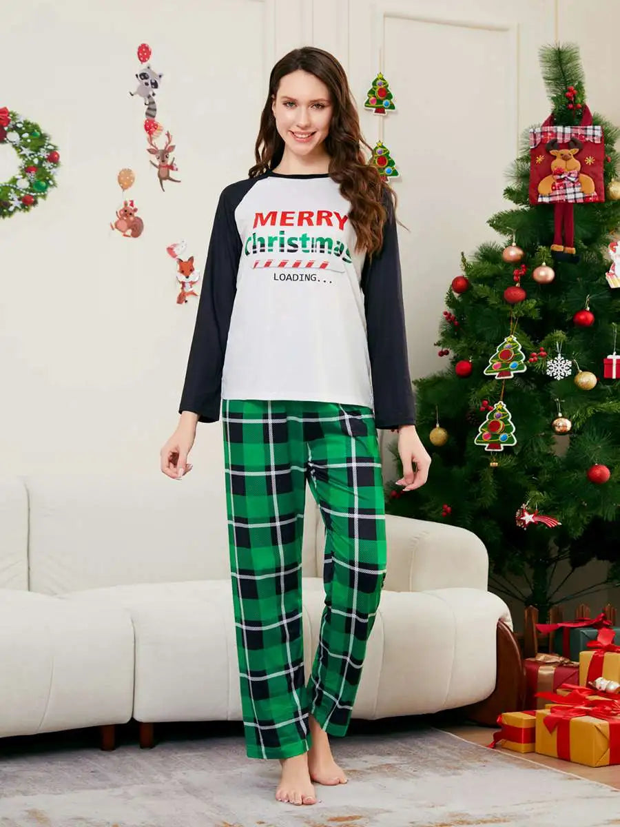 Printed Christmas Matching Family Pajamas Pjs Set #24531