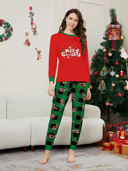 Printed Christmas Matching Family Pajamas Pjs Set Sleepwear #24571