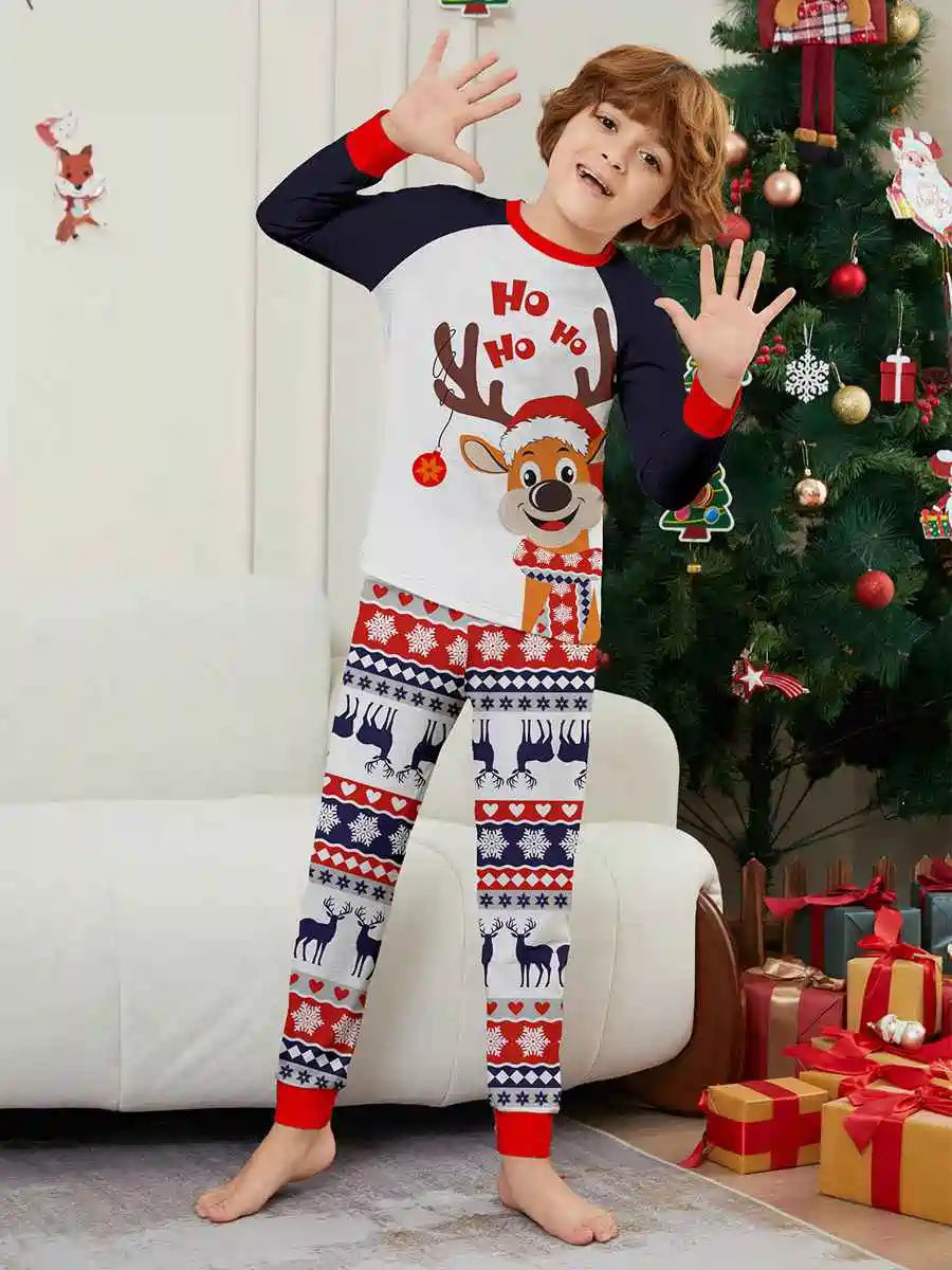 Cute Reindeer Christmas Matching Family Pajamas Pjs Set Sleepwear #242318