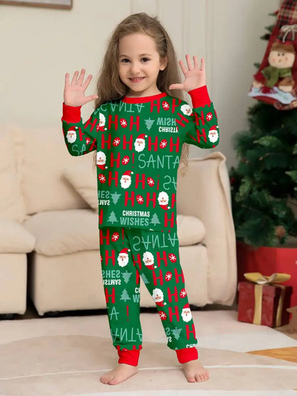 Printed Christmas Matching Family Pajamas Pjs Set #24881