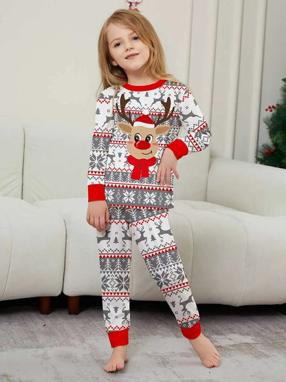 Cute Reindeer Christmas Matching Family Pajamas Pjs Set #241133