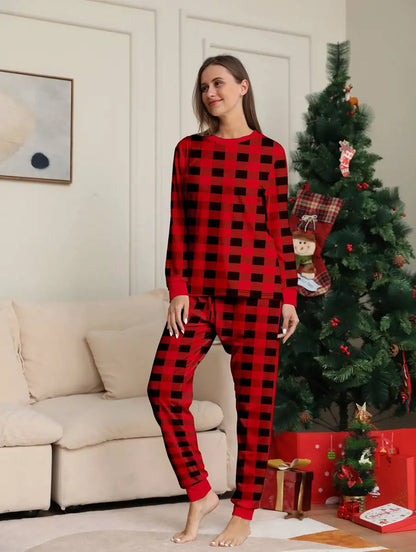 Plaid Christmas Matching Family Pajamas Pjs Set #24317