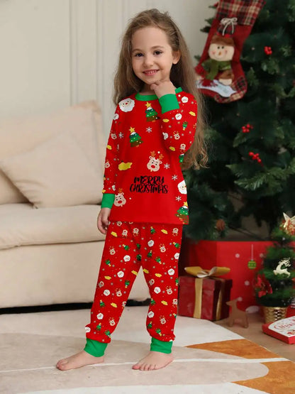 Printed Christmas Matching Family Pajamas Pjs Set #24083