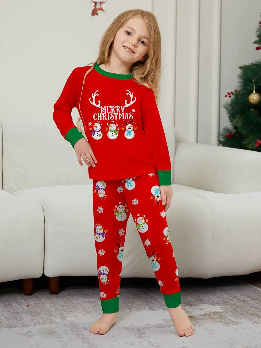 Snowman Christmas Matching Family Pajamas Pjs Set Sleepwear #242329