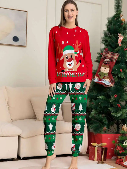 Cute Reindeer Family Matching Christmas Pajamas Sets