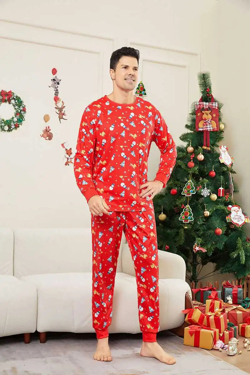 Family Matching Christmas Pajamas Sets Printed Pjs Suit