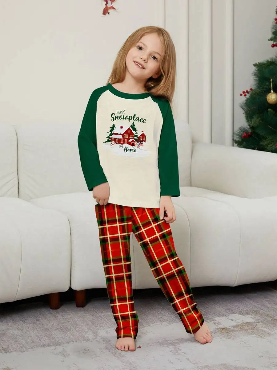 Printed Christmas Matching Family Pajamas Pjs Set #24581