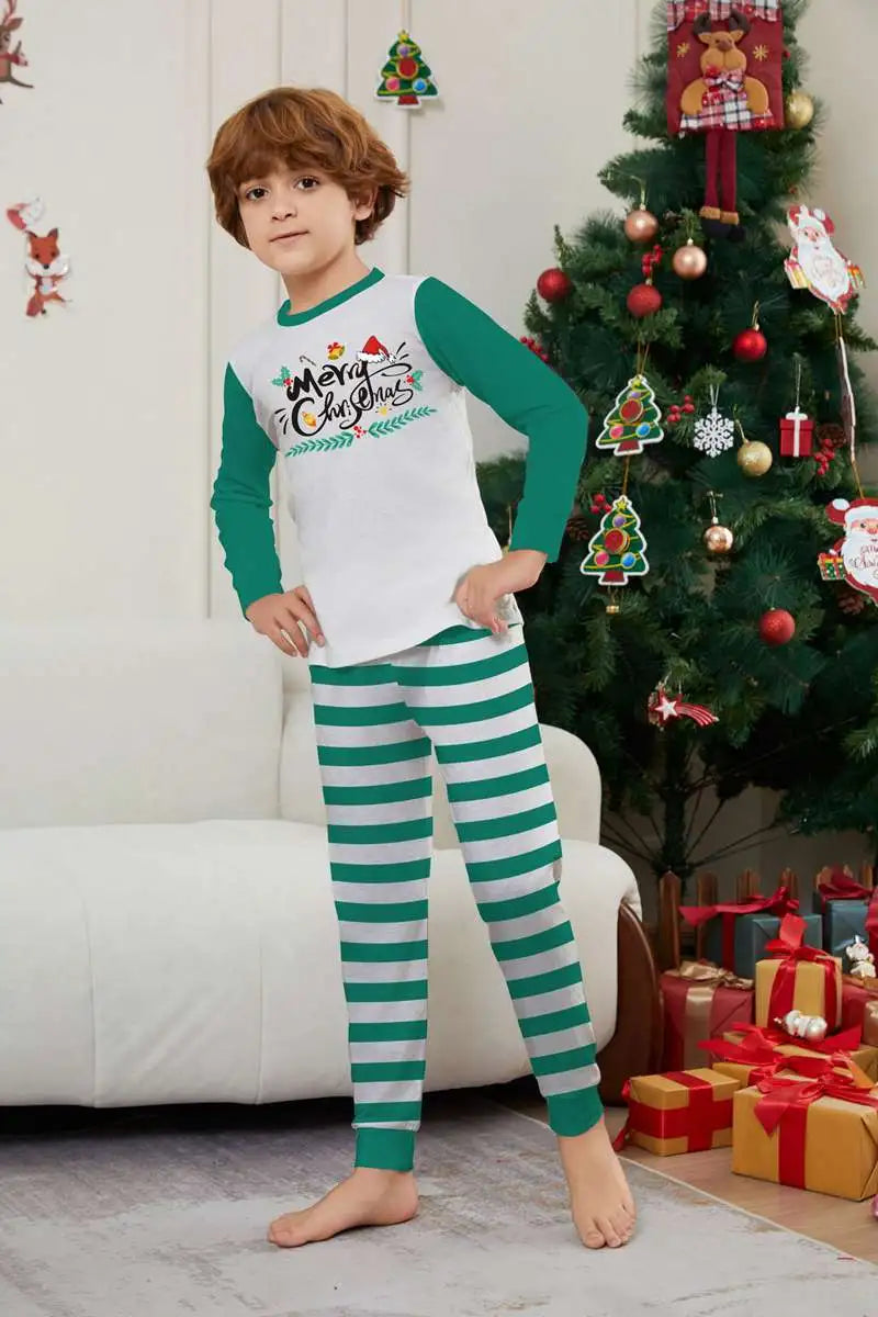 Stripe Printed Christmas Matching Family Pajamas Pjs Set