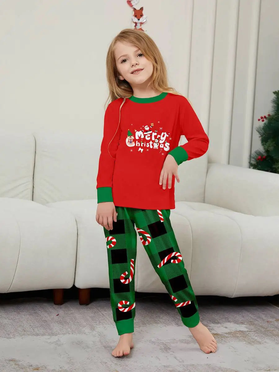 Printed Christmas Matching Family Pajamas Pjs Set Sleepwear #24571