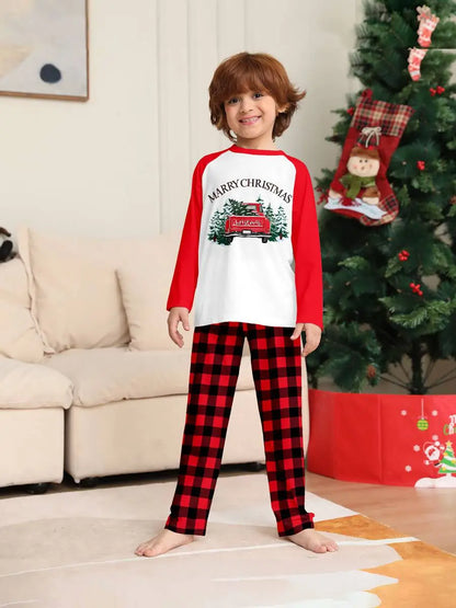 Printed Car Christmas Matching Family Pajamas Pjs Set Sleepwear #24822